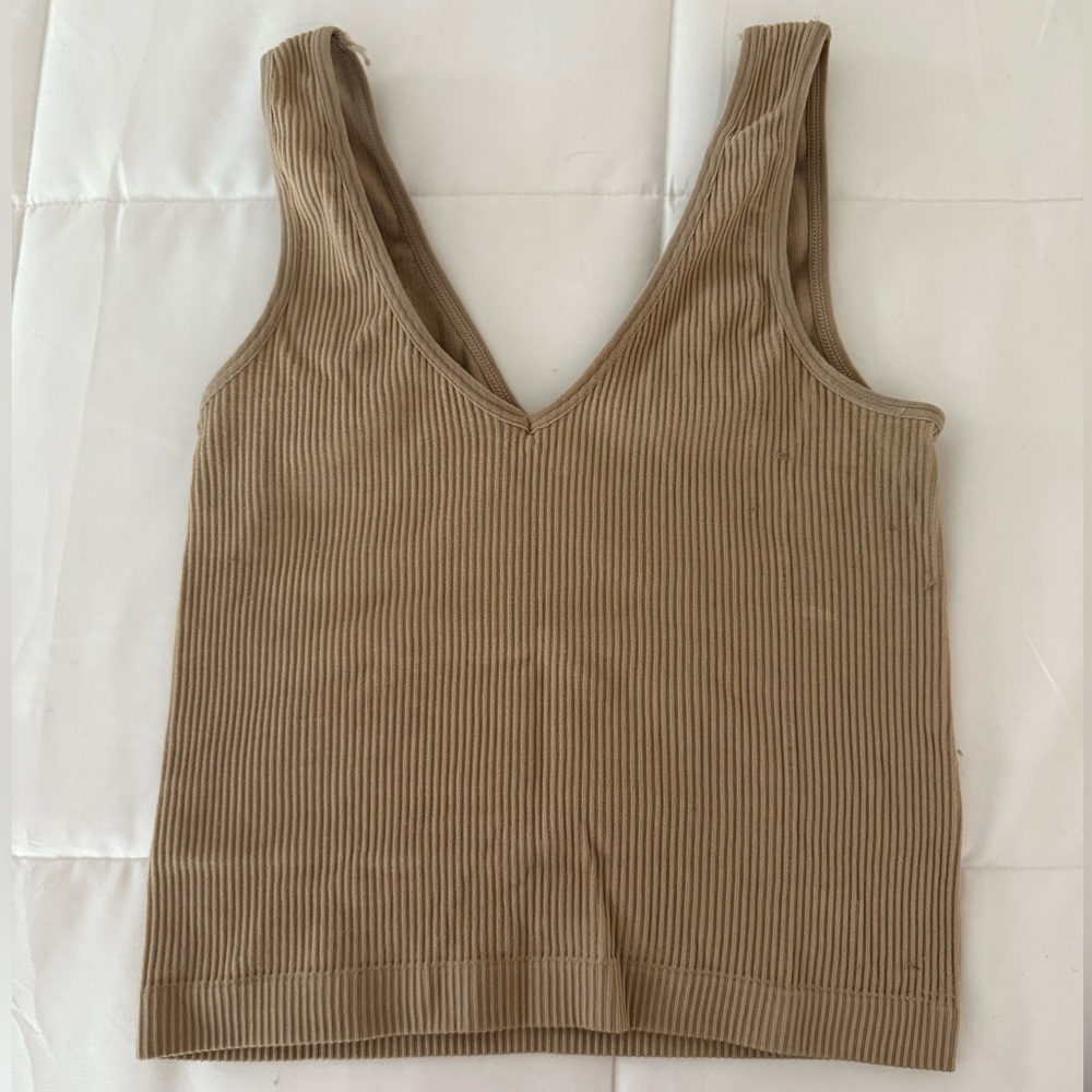 Rue21 Tan Ribbed Crop Tank Top
